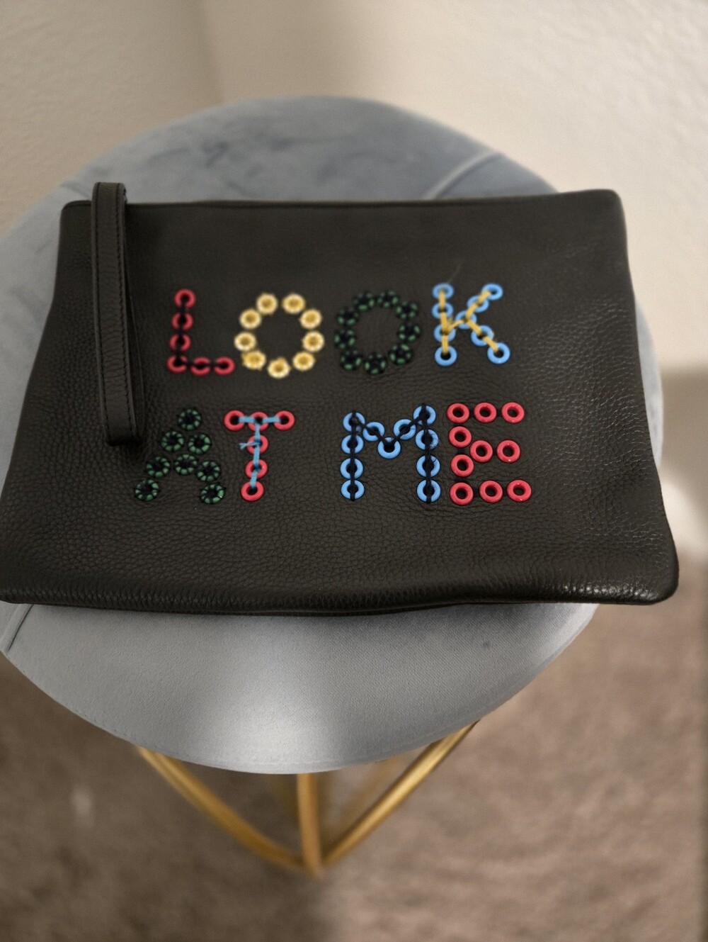 Sam Edelman “LOOK AT ME” Black Statement Clutch Wristlet